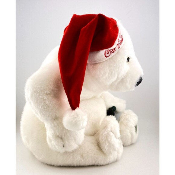 Coca Cola Brand 10" Santa Polar Bear Bean Bag Plush Stuffed Animal Bottle w/Tags - Picture 8 of 13